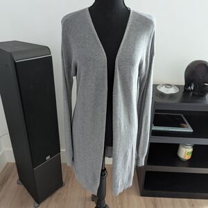 Hippie Rose Women's Lace-Up-Back Open Front Cardigan, Med Heather Gray NEW